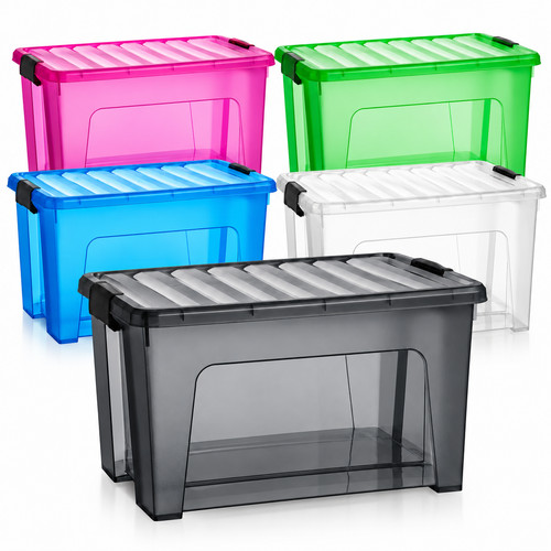 47l plastic storage box with - 47l,