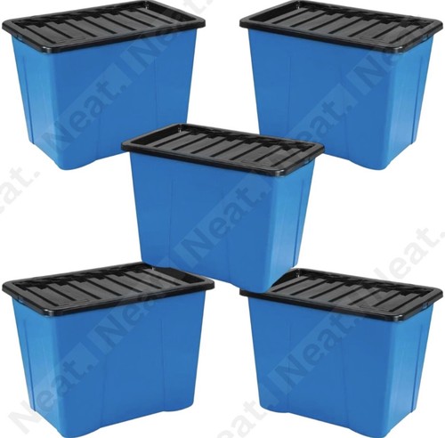 Plastic storage box 80l blue - plastic,